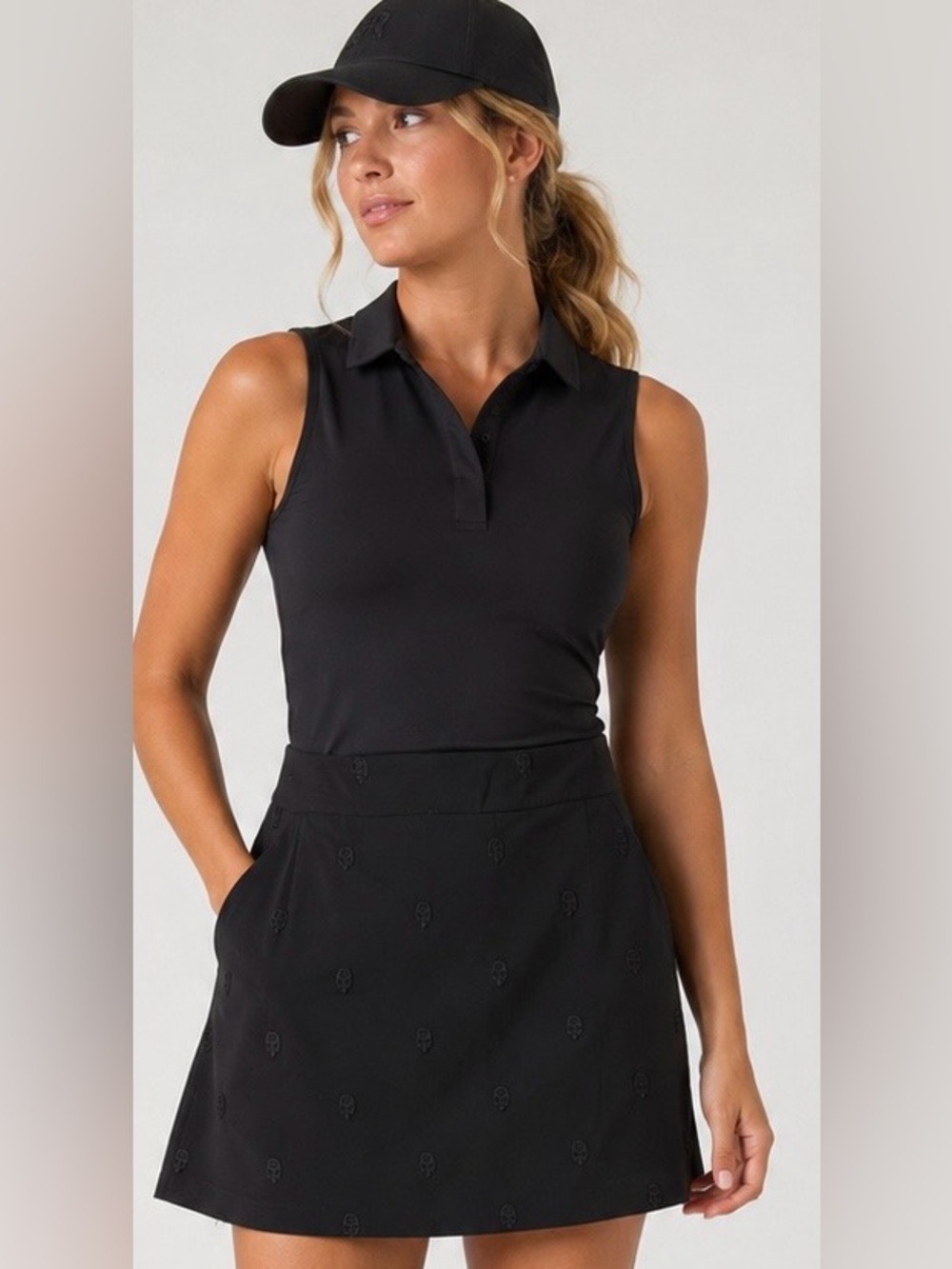 PXG Women’s Skull Golf Skort Black Sm Stretch Pockets Luxury Performance NWOT